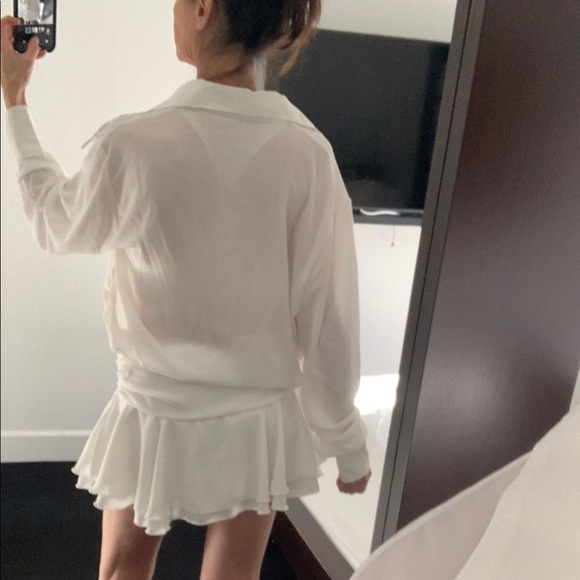 White Long Sleeve Blouse and Skirt Set - Picture 4 of 4